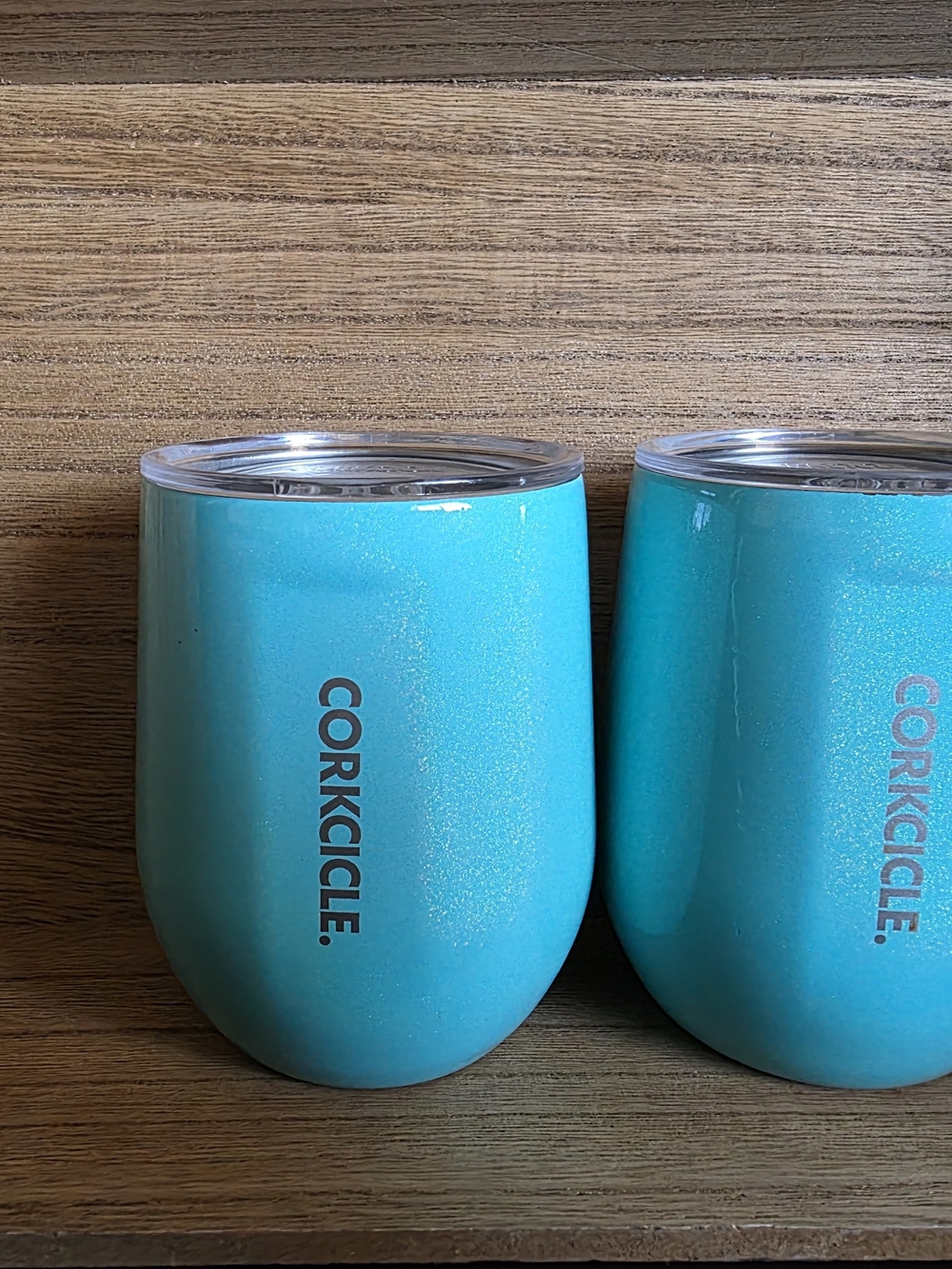 Corkcicle Teal Sparkle Insulated Stemless Wine Tumbler Pair